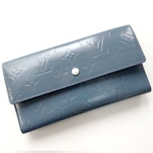 Louis Vuitton Vernis Mat Porte Tresor International Grey / Blue Trifold Wallet